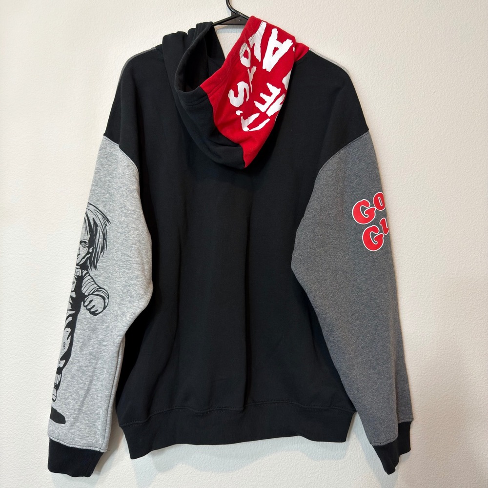 Chucky Hoodie Men XL Red Black Grey Excellent Seed of Chucky Colorblock Pullover